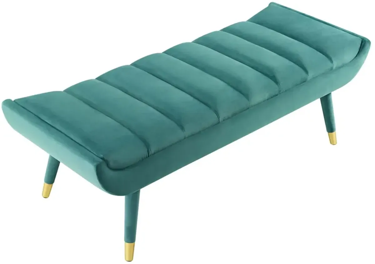 Guess Channel Tufted Performance Velvet Accent Bench