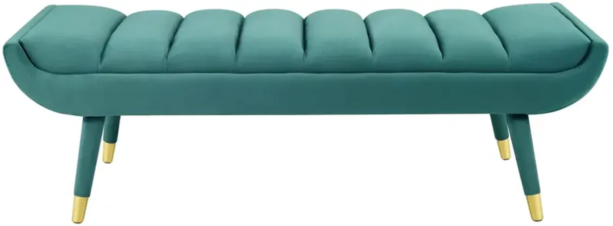 Guess Channel Tufted Performance Velvet Accent Bench