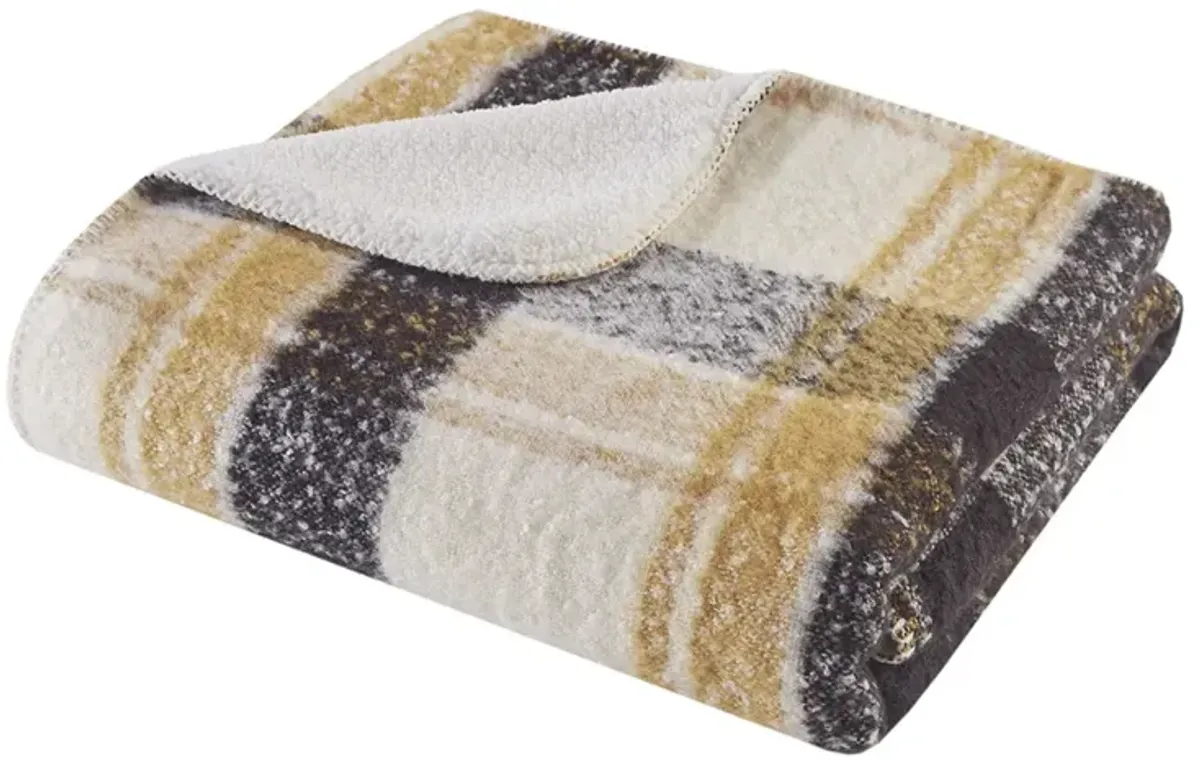 Woolrich Bloomington Tan Faux Mohair to Sherpa Throw