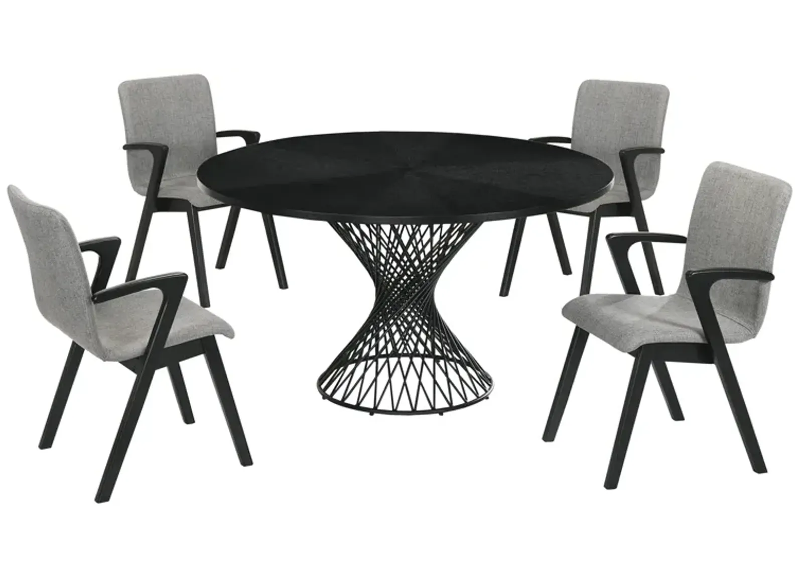 Cirque and Varde 5 Piece Black Round Dining Set