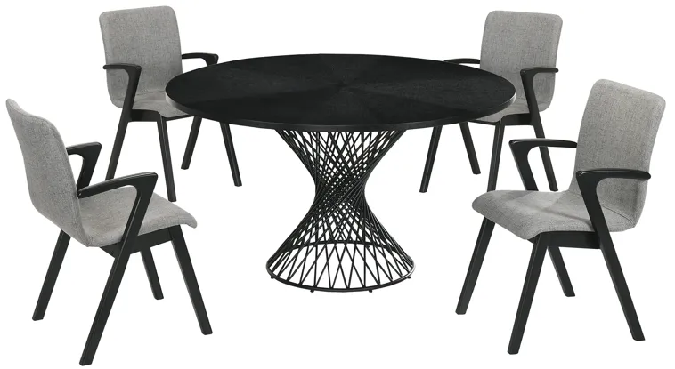 Cirque and Varde 5 Piece Black Round Dining Set