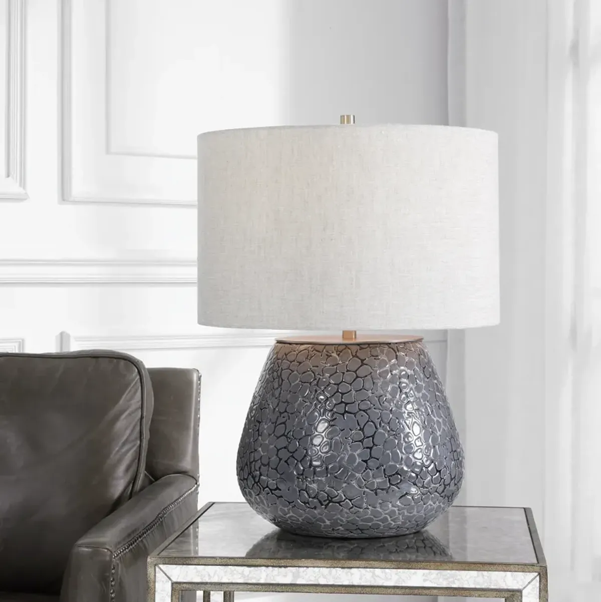 Pebbles Metallic Gray Table Lamp