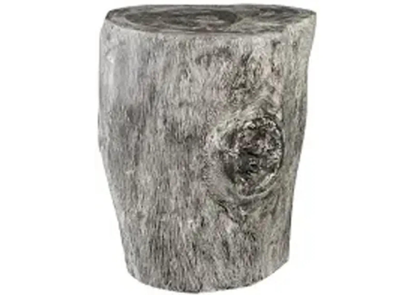 stump stool, gray stone finish, black