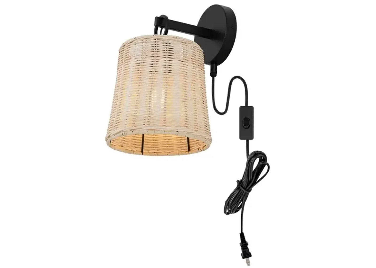 CIARAN, 9.5 INCH, NATURAL/BLACK, RATTAN/IRON WALL SCONCE SET OF 2?