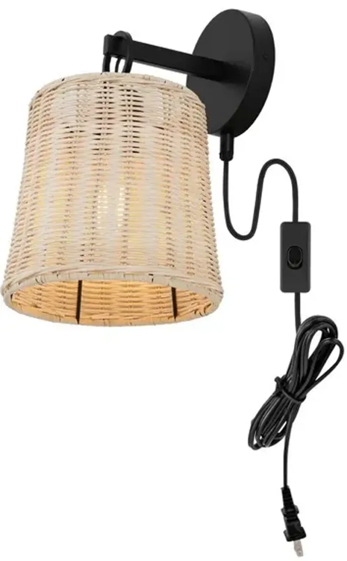 CIARAN, 9.5 INCH, NATURAL/BLACK, RATTAN/IRON WALL SCONCE SET OF 2?