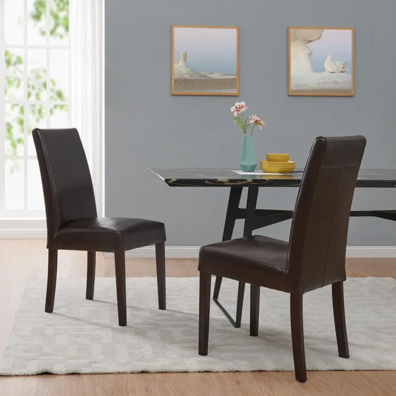 Hartford Leather Dining Side Chair, Brown (Set of 2)