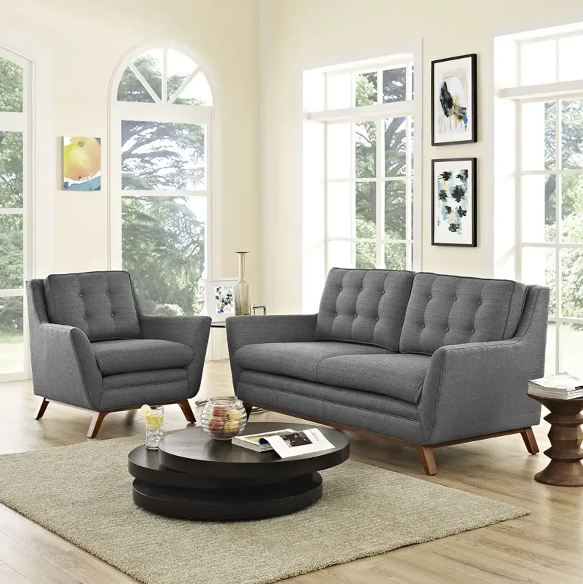 Beguile Living Room Set Upholstered Fabric Set of 2