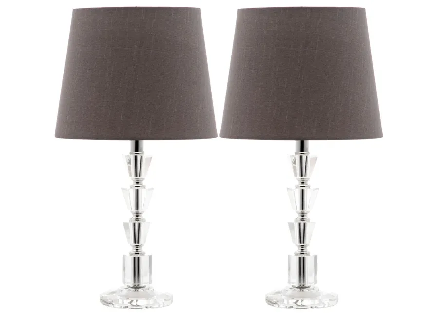 Harlow 16-Inch H Tiered Crystal Dark Grey Lamp - Set of 2