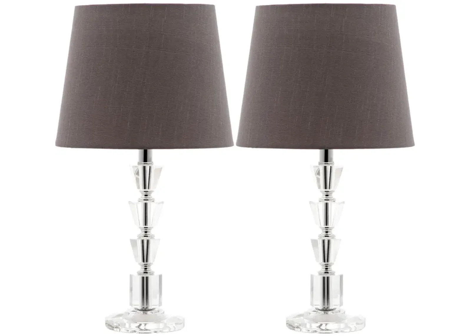 Harlow 16-Inch H Tiered Crystal Dark Grey Lamp - Set of 2