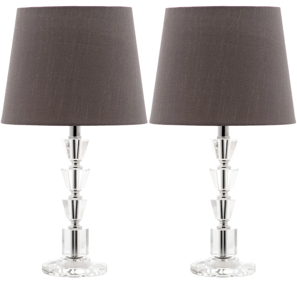 Harlow 16-Inch H Tiered Crystal Dark Grey Lamp - Set of 2