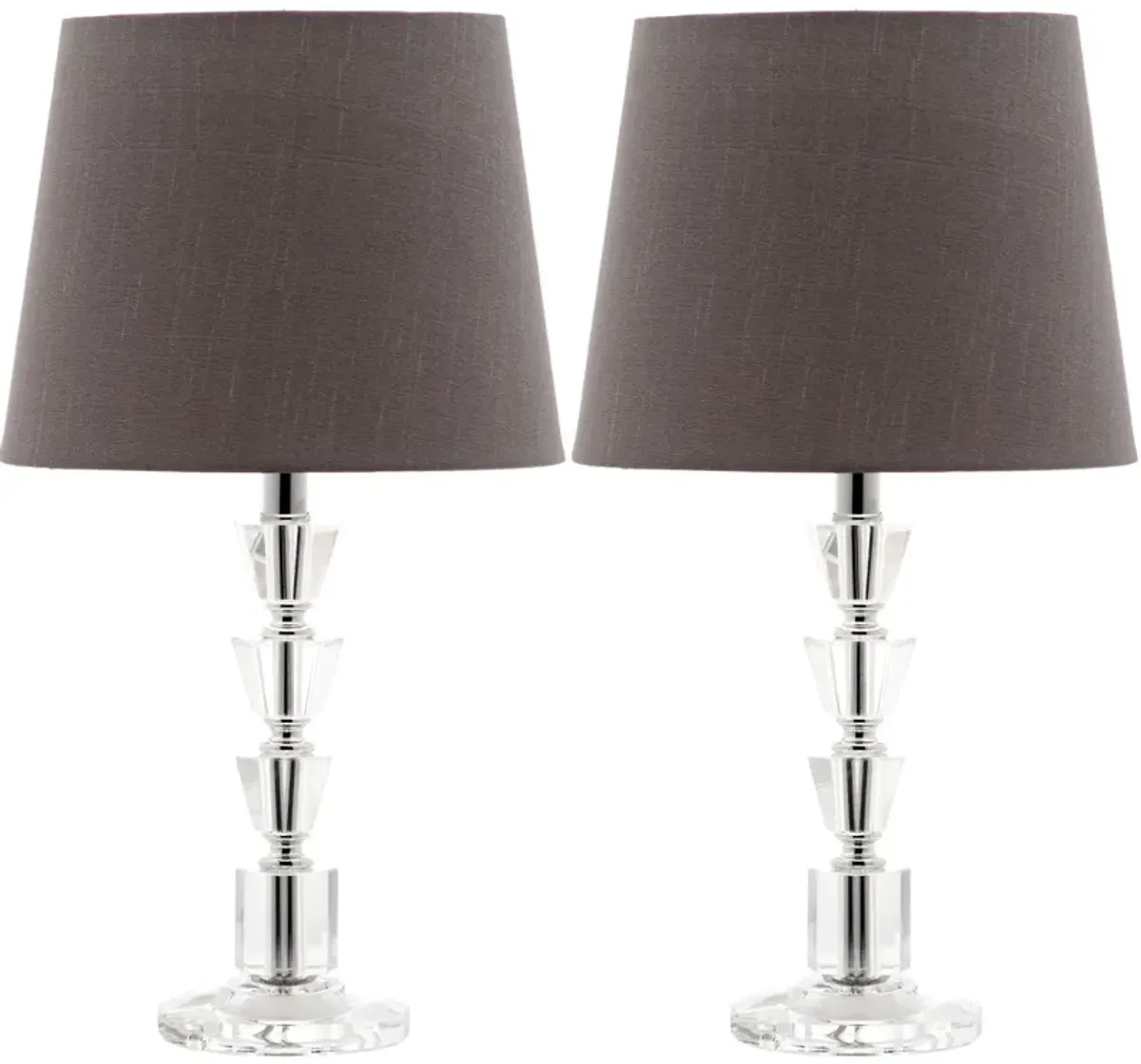 Harlow 16-Inch H Tiered Crystal Dark Grey Lamp - Set of 2