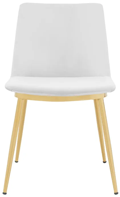 Messina Modern White Velvet and Gold Metal Leg Dining Room Chairs - Set of 2