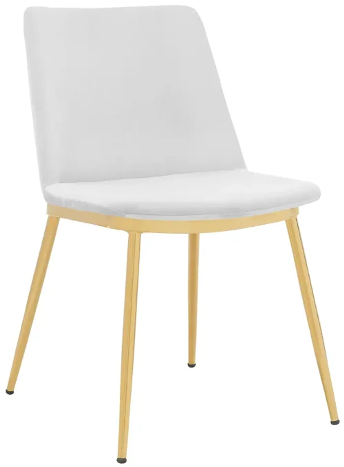 Messina Modern White Velvet and Gold Metal Leg Dining Room Chairs - Set of 2