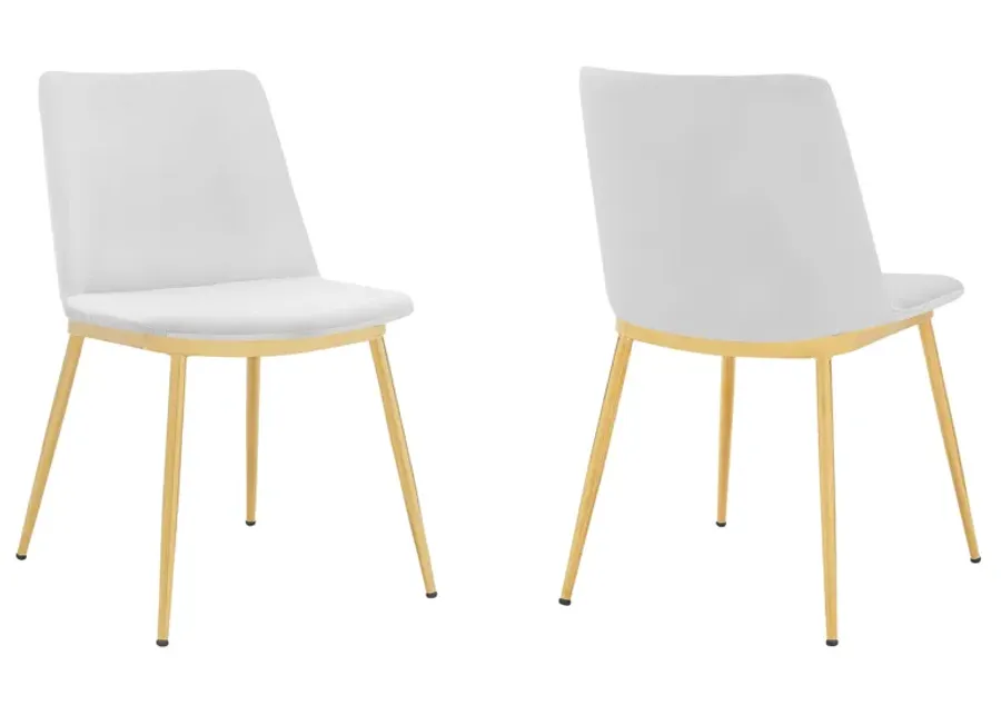 Messina Modern White Velvet and Gold Metal Leg Dining Room Chairs - Set of 2