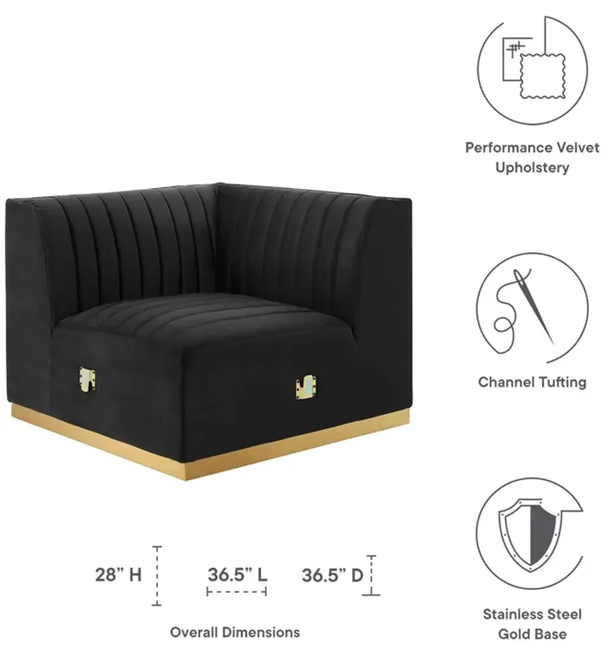 Conjure Channel Tufted Performance Velvet Left Corner Chair