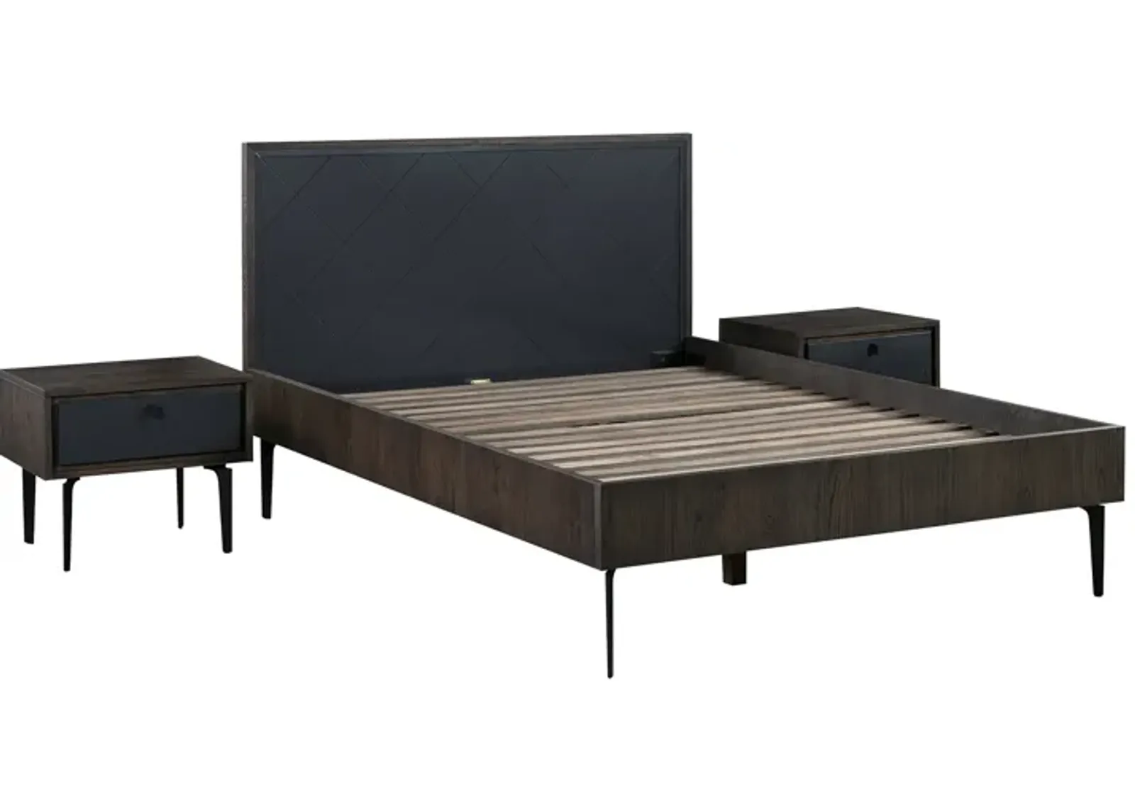 Cross Dark Gray Solid Oak Queen 3pc Bedroom Set