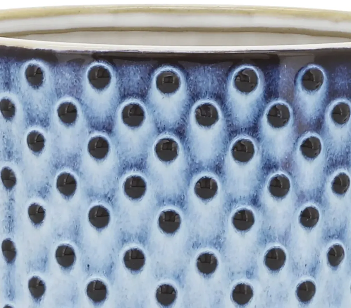 Ceramic 6" Dotted Planter W/ SauCeramic, Blue