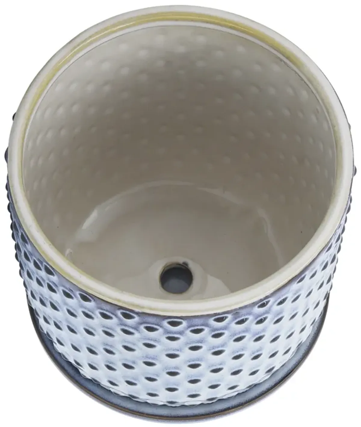 Ceramic 6" Dotted Planter W/ SauCeramic, Blue