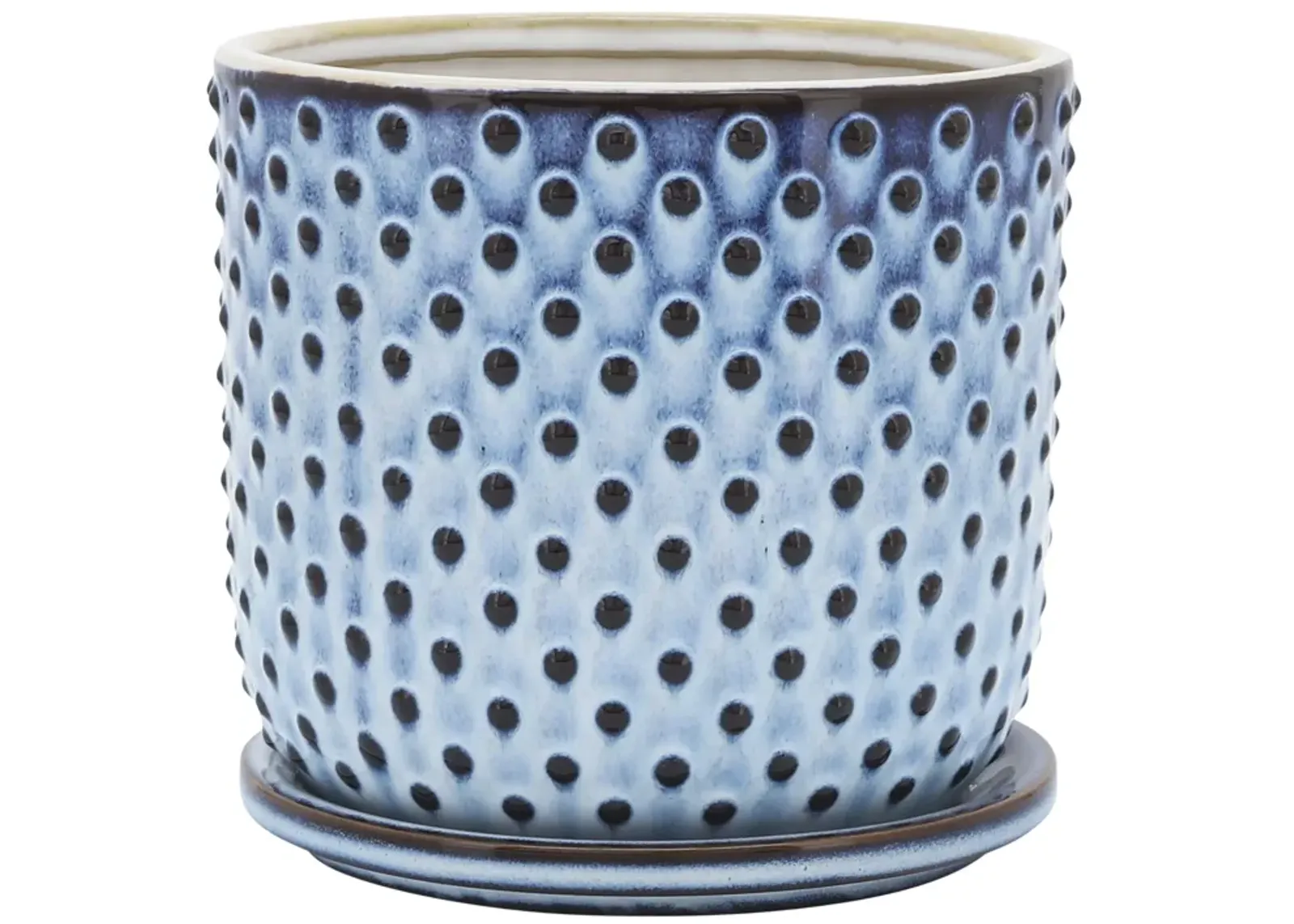 Ceramic 6" Dotted Planter W/ SauCeramic, Blue