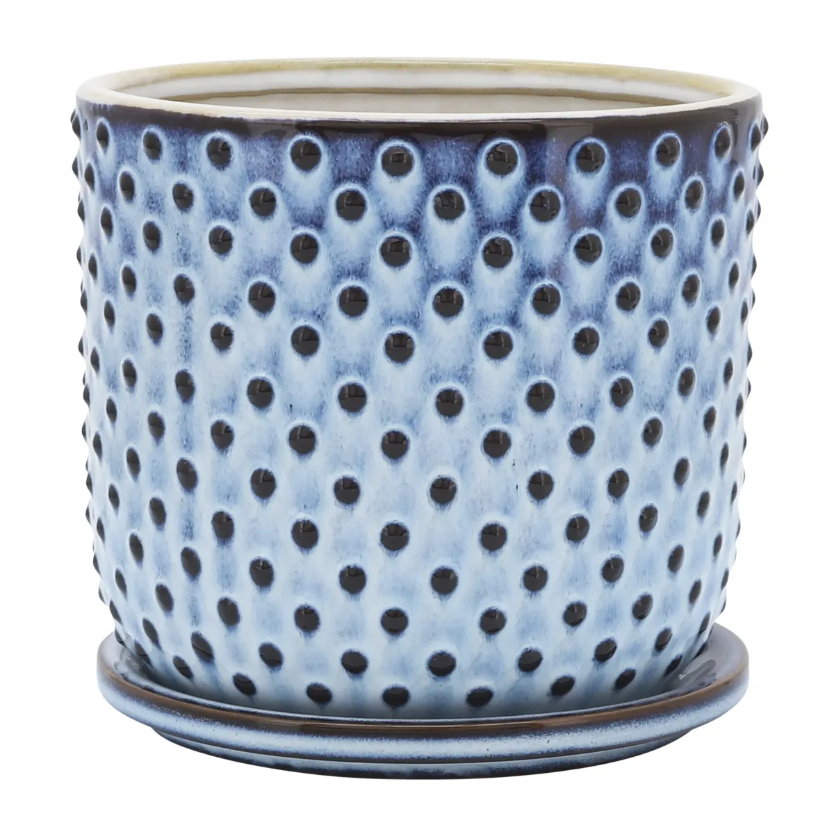 Ceramic 6" Dotted Planter W/ SauCeramic, Blue