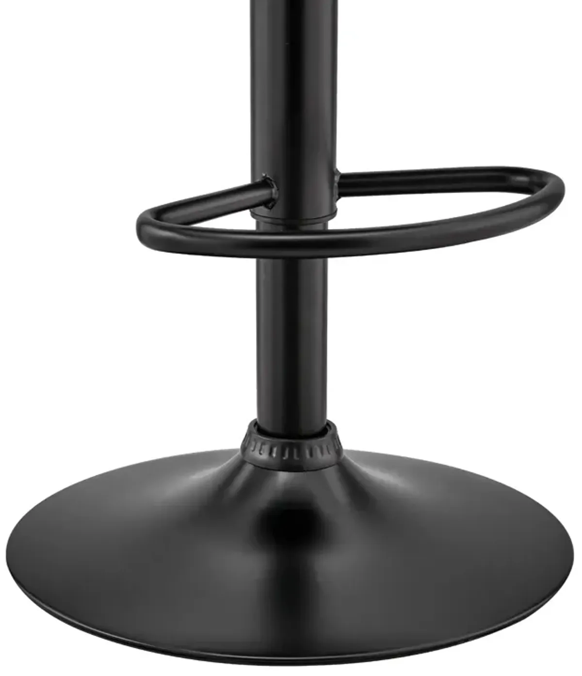 Brock Adjustable Black Faux Leather and Walnut Wood Bar Stool with Black Base