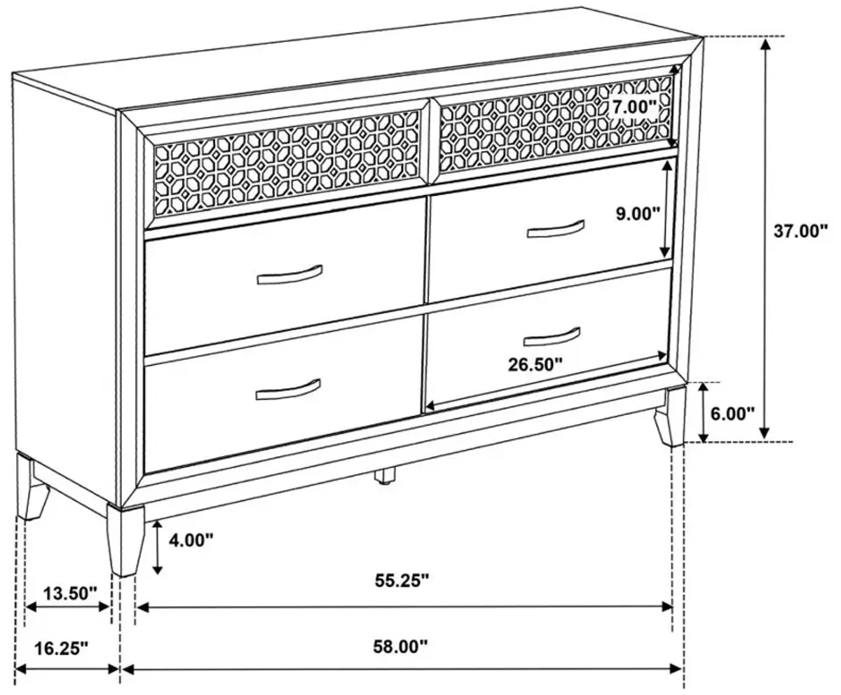 Valencia 6-drawer Dresser Light Brown and Black