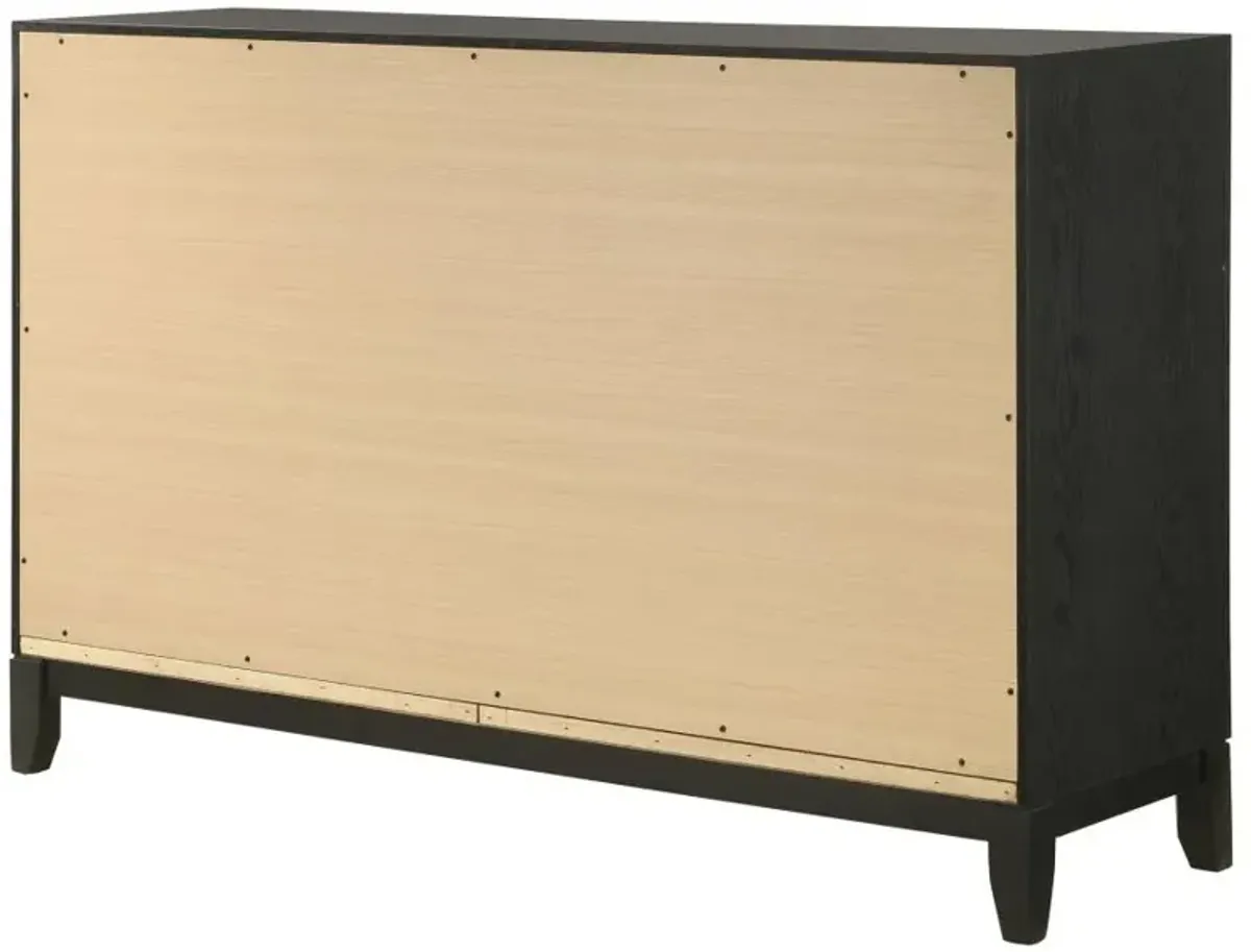 Valencia 6-drawer Dresser Light Brown and Black