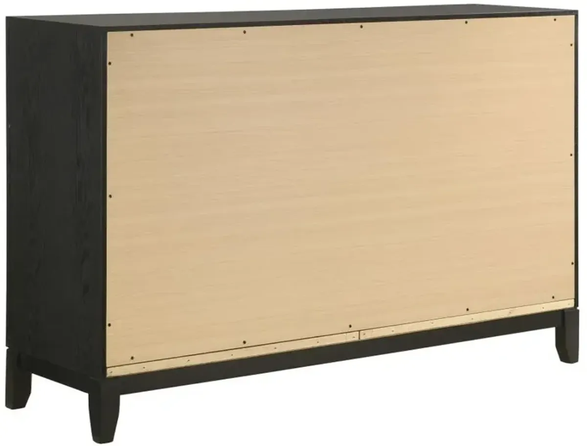 Valencia 6-drawer Dresser Light Brown and Black