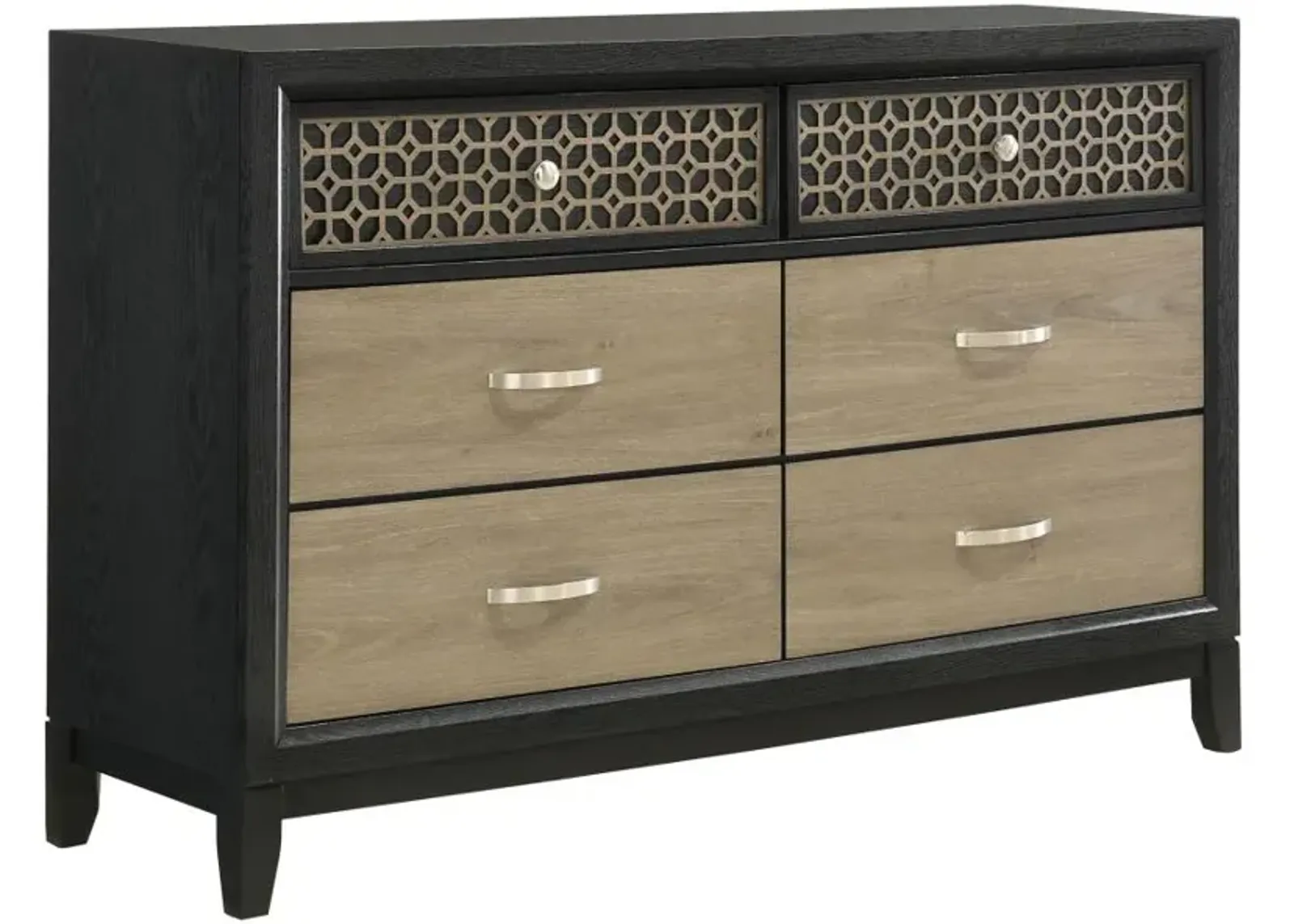 Valencia 6-drawer Dresser Light Brown and Black