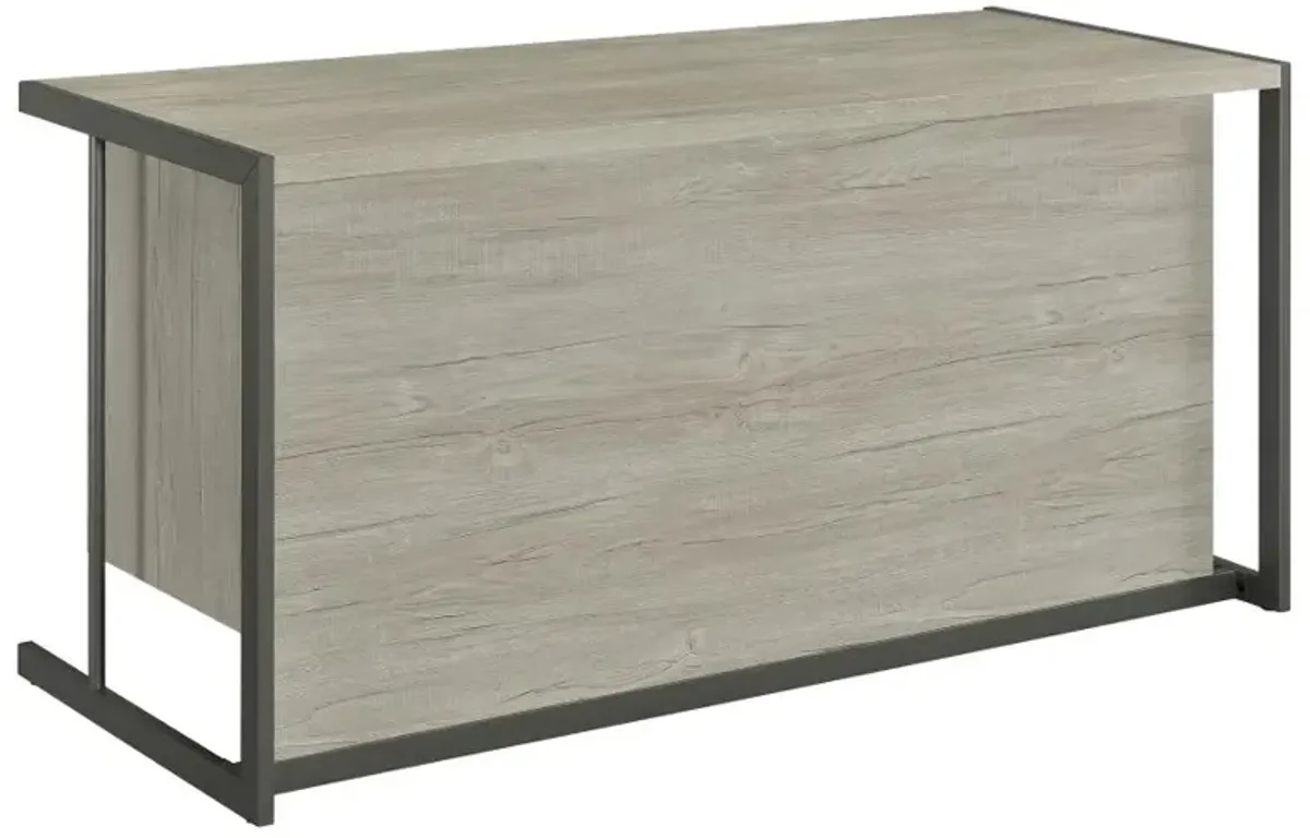 Skelmersdale 4-Drawer Rectangular Office Desk Whitewashed Grey And Gunmetal