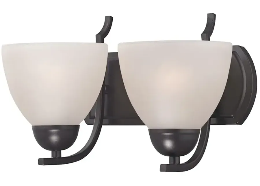 Kingston 2-Light Vanity Light in Oil Rubbed Bronze with White Glass