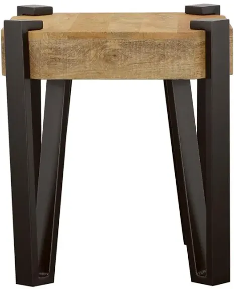 Winston Wooden Square Top End Table Natural and Matte Black