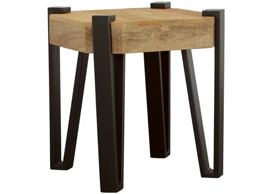 Winston Wooden Square Top End Table Natural and Matte Black