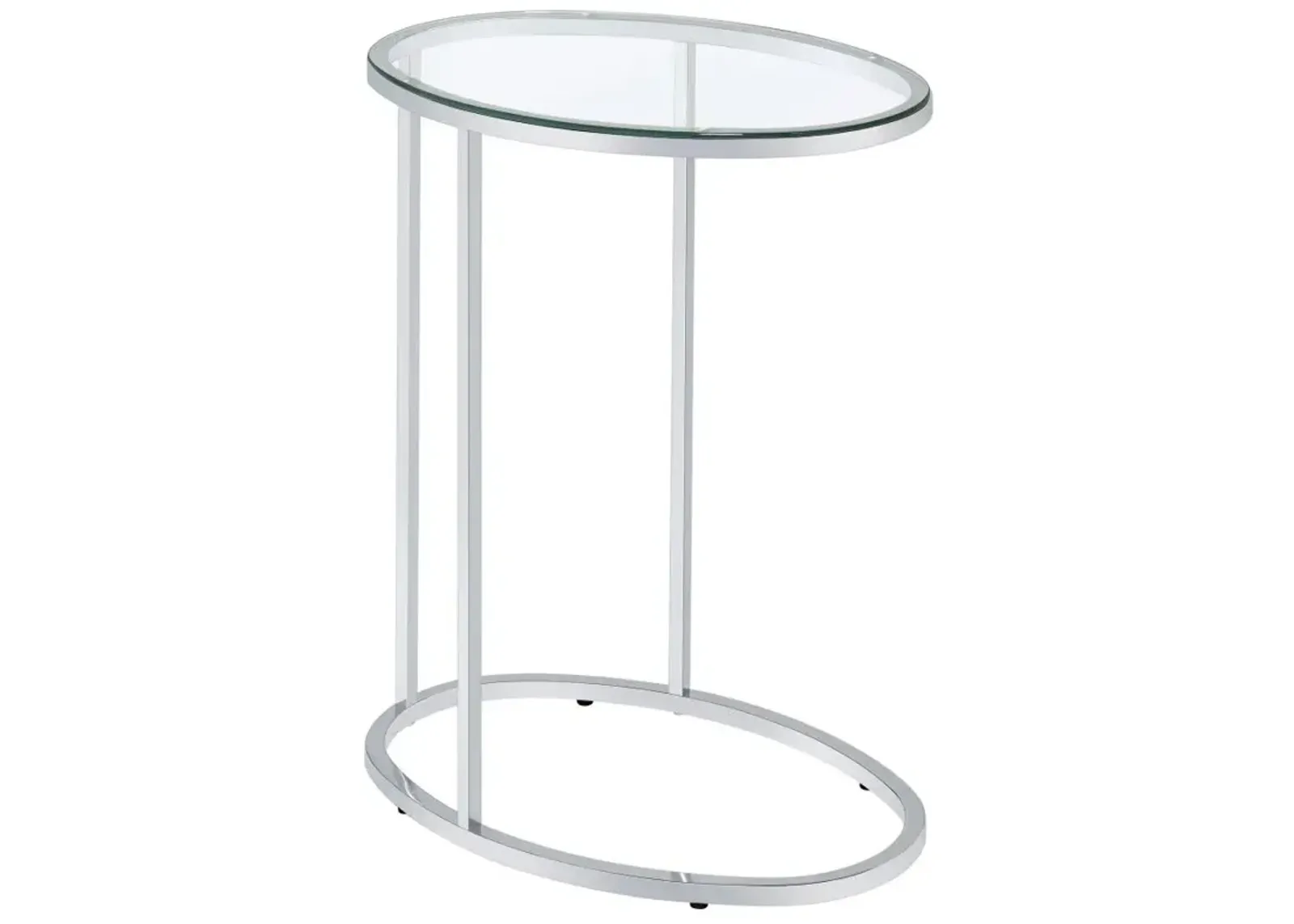 Kyle Oval Snack Table Chrome and Clear