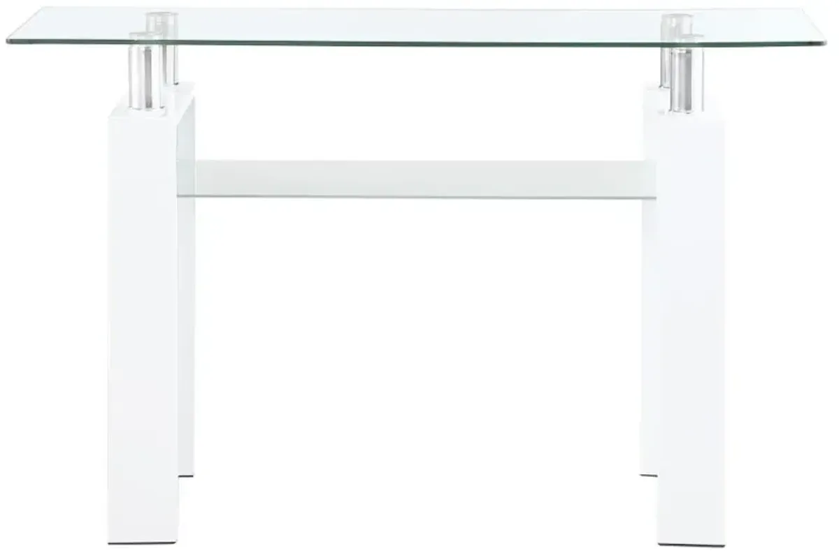 Dyer Rectangular Glass Top Sofa Table With Shelf White