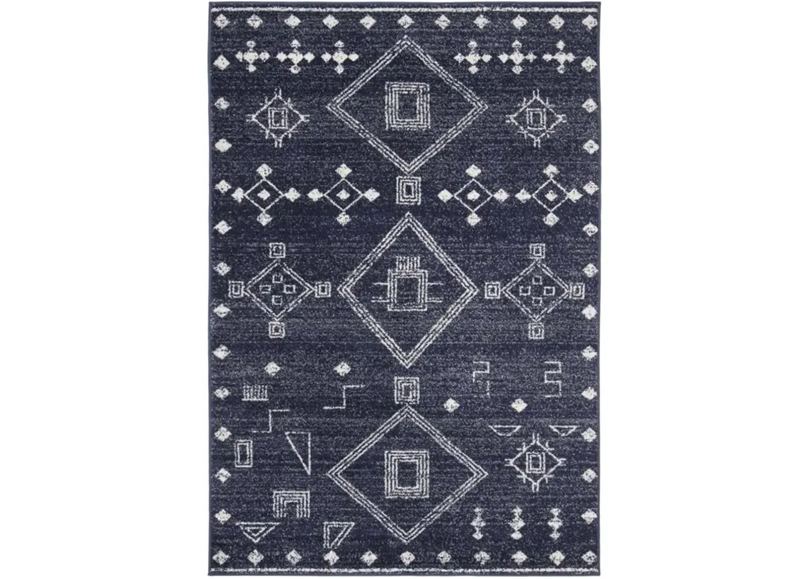 ADIRONDACK Contemporary Navy / Silver 5'-1" X 7'-6" Powerloomed Rug