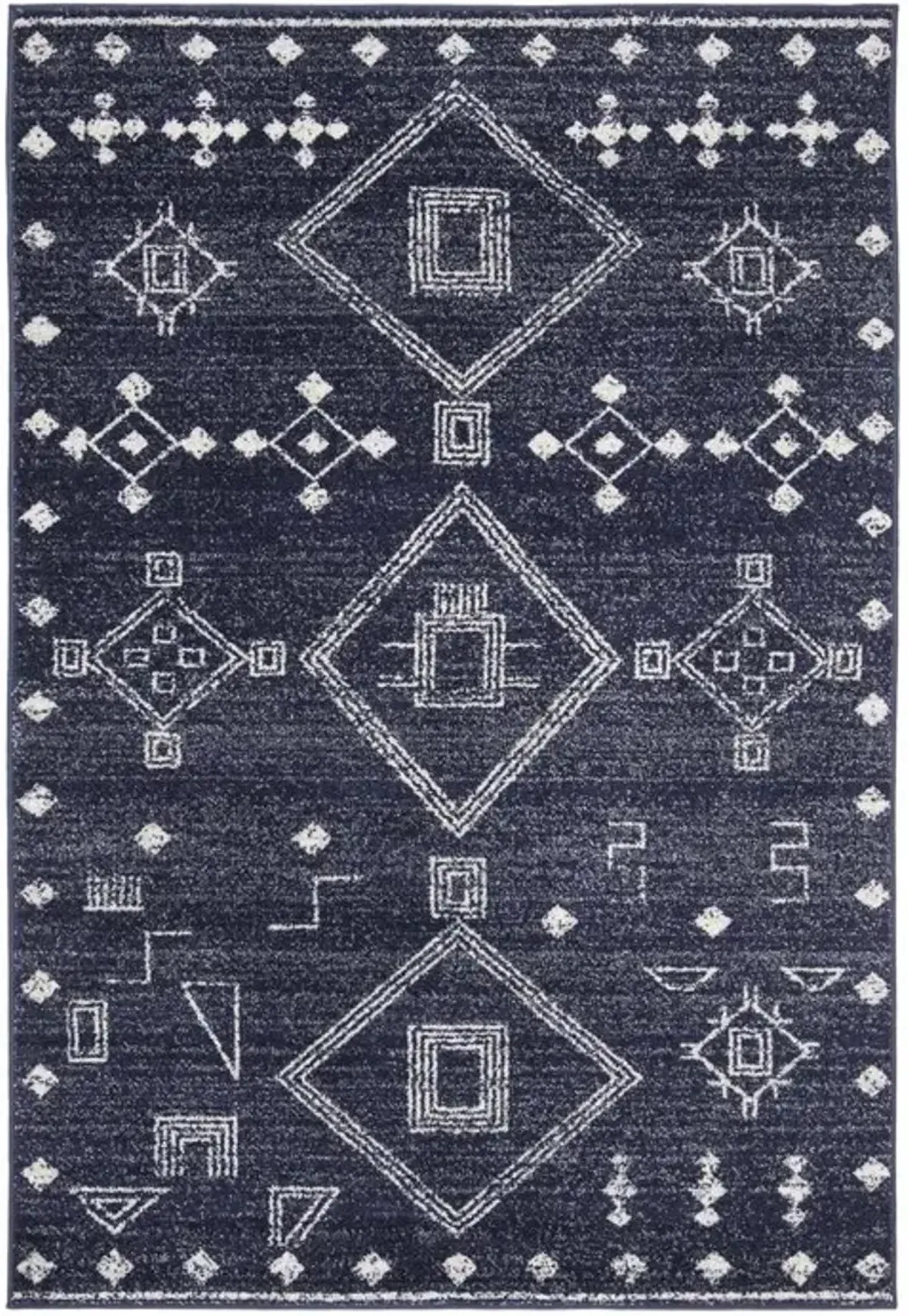 ADIRONDACK Contemporary Navy / Silver 5'-1" X 7'-6" Powerloomed Rug