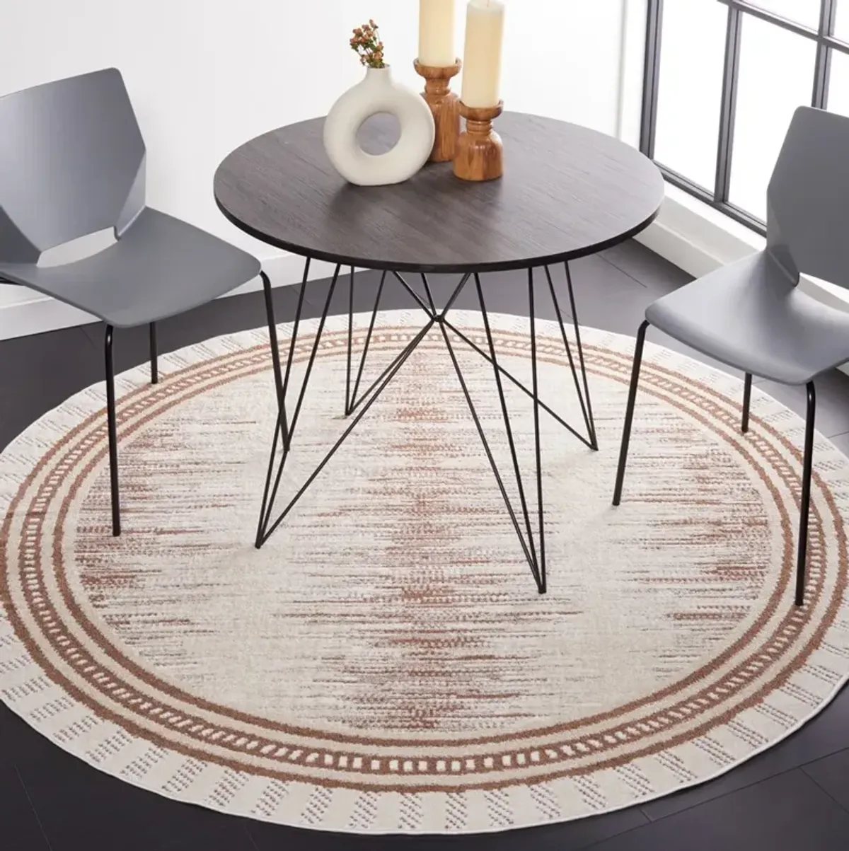 ALAMO 732 Brown 6'-7' X 6'-7' Round Round Rug