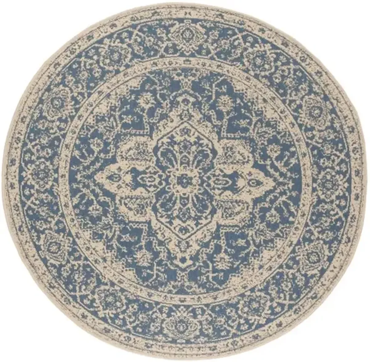 Safavieh BEACH HOUSE Collection BHS137M-6R Blue / Creme 6'-7" X 6'-7" Round