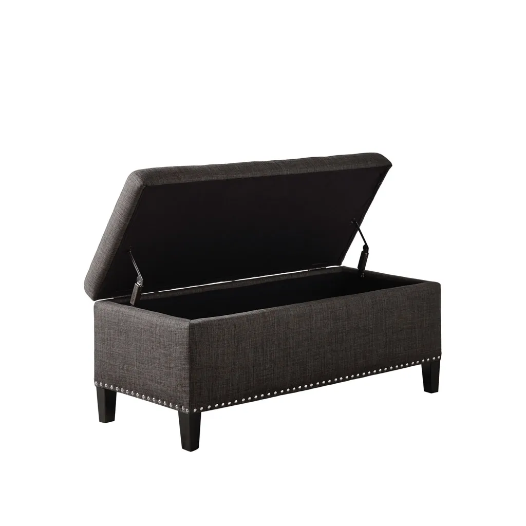 Madison Park Shandra II Charcoal Tufted Top Soft Close Storage Bench