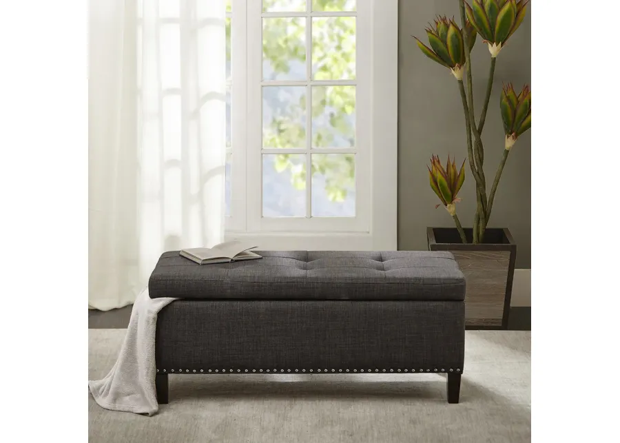 Madison Park Shandra II Charcoal Tufted Top Soft Close Storage Bench