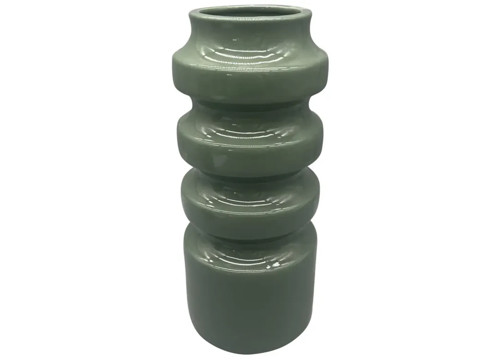 Cer, 11" Tiered Vase, Dark Sage