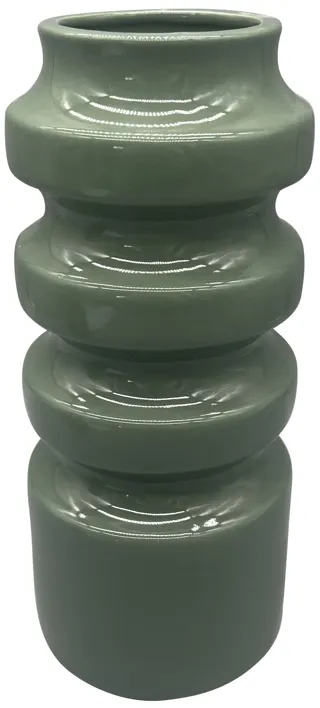 Cer, 11" Tiered Vase, Dark Sage