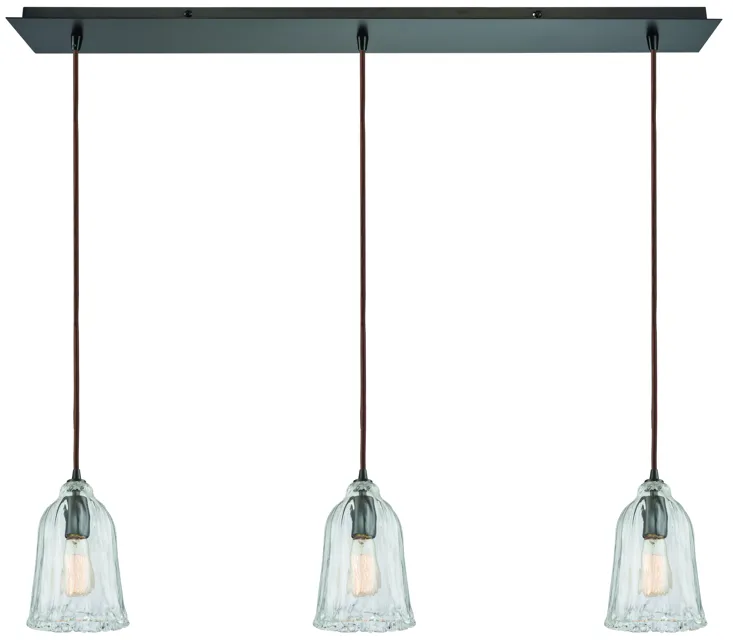 Hand Formed Glass 36" Wide 3-Light Mini Pendant - Oil Rubbed Bronze