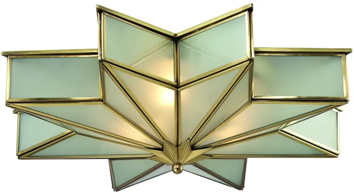 Decostar 21" Wide 3-Light Flush Mount - Brushed Brass