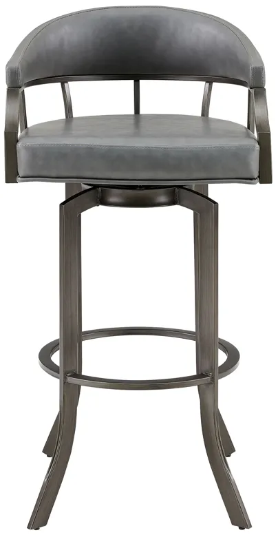 Pharaoh Swivel 30" Mineral Finish and Gray Faux Leather Bar Stool