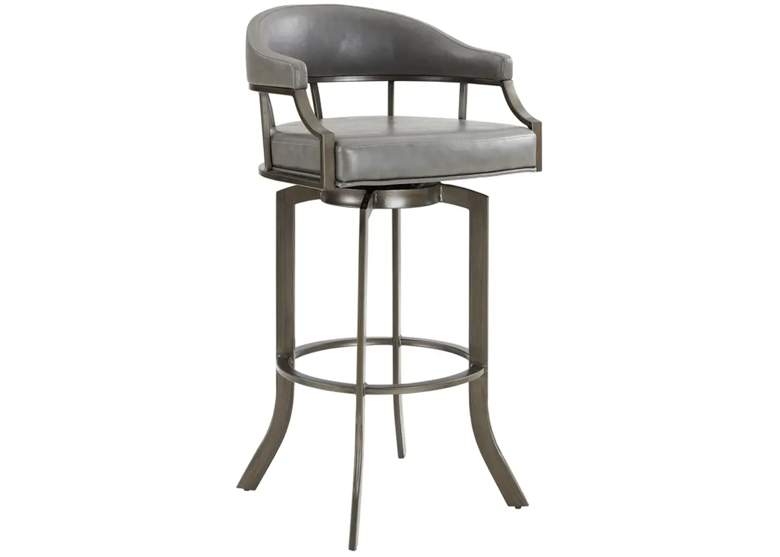 Pharaoh Swivel 30" Mineral Finish and Gray Faux Leather Bar Stool