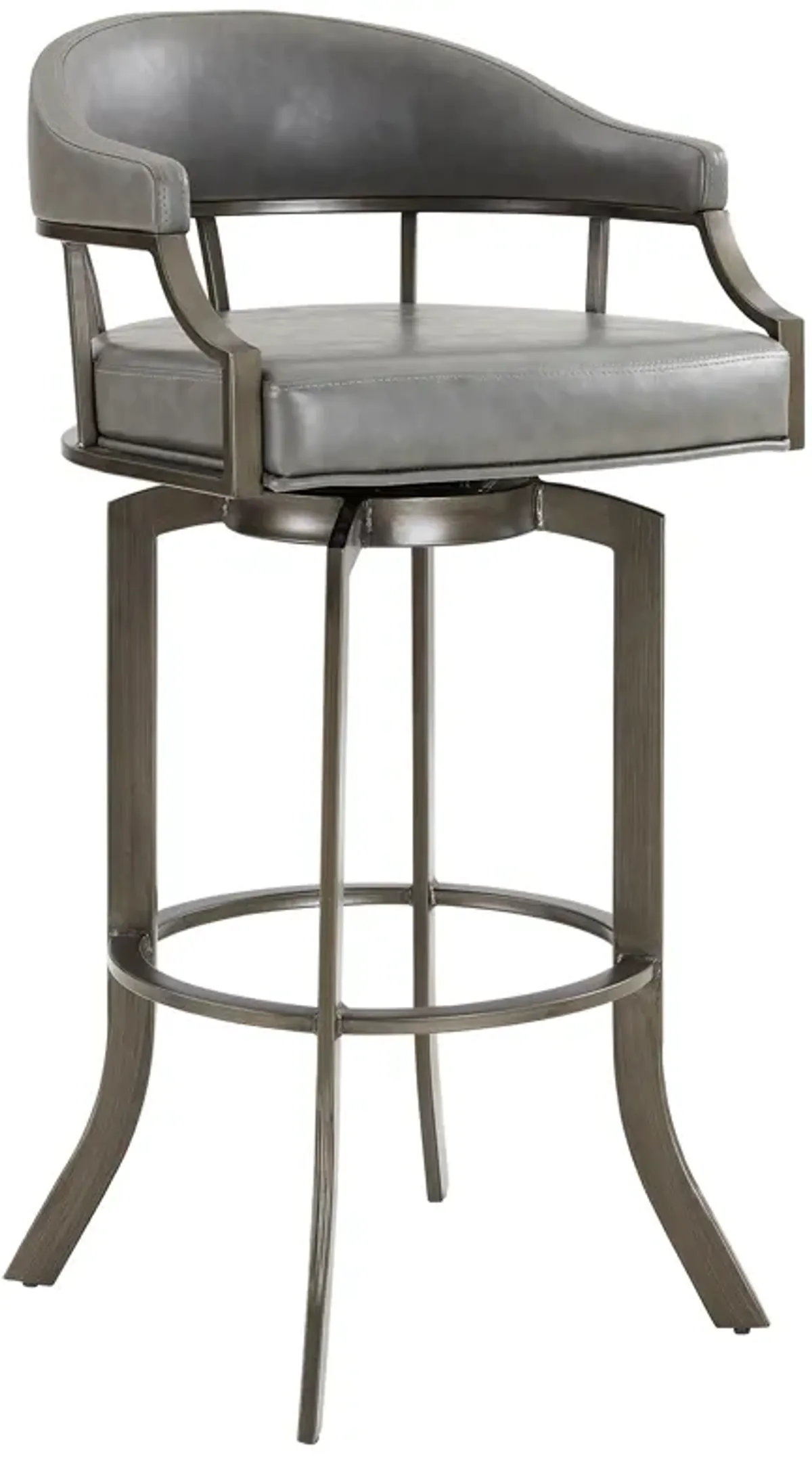 Pharaoh Swivel 30" Mineral Finish and Gray Faux Leather Bar Stool