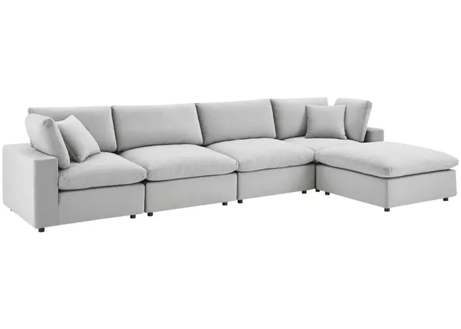 Commix Down Filled Overstuffed Performance Velvet 5-Piece Sectional Sofa