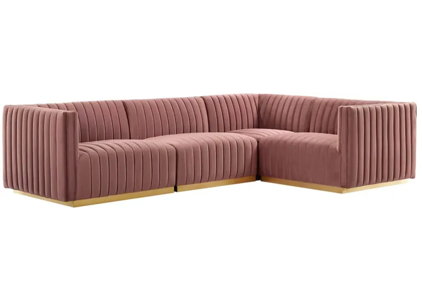 Conjure Channel Tufted Performance Velvet 4-Piece Sectional